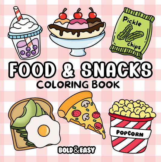 Food & Snacks Coloring Book & Reusable Protective Sheet by Wook Books