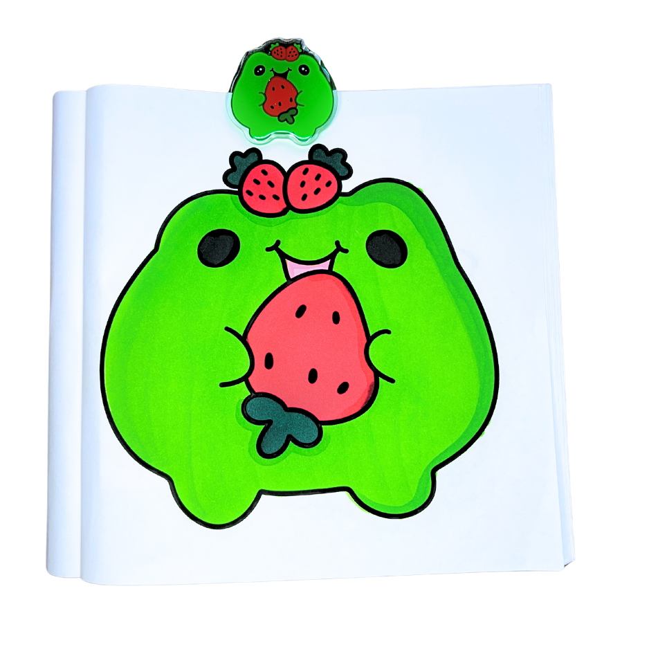 Acrylic Page Clip with Glitter Overlay, Freddy the Frog by Wook Books