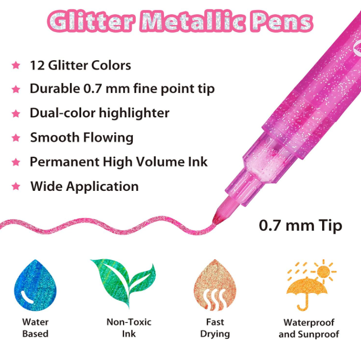 Ohuhu Glitter Marker Pens