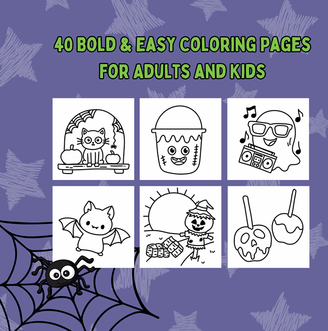 Spooky Cute Halloween Coloring Book & Reusable Protective Sheet