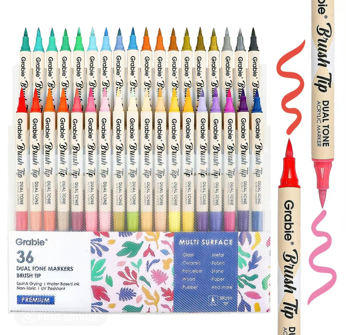 Grabie Dual Tip Acrylic Marker Set of 36