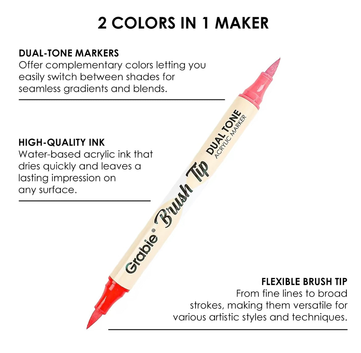 Grabie Dual Tip Acrylic Marker Set of 36