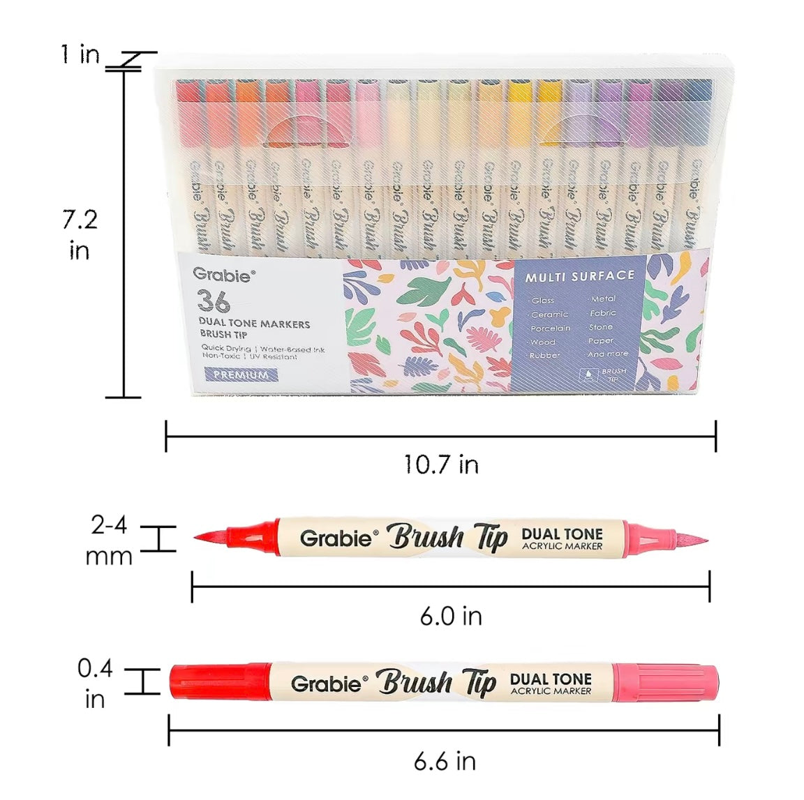 Grabie Dual Tip Acrylic Marker Set of 36