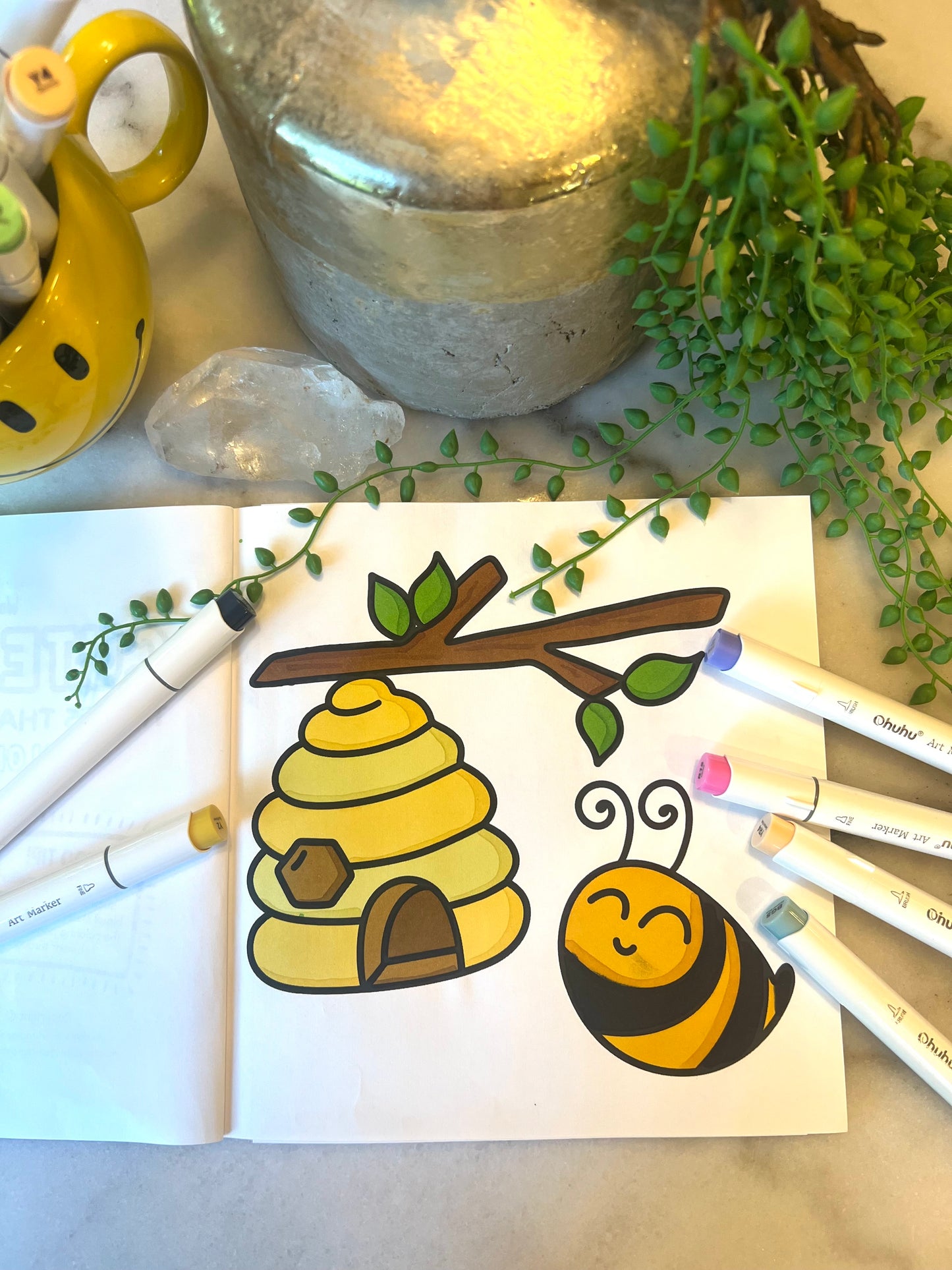 Picked For You! 2 Book Coloring Bundle with 8 Mystery Ohuhu Alcohol Markers by Wook Books
