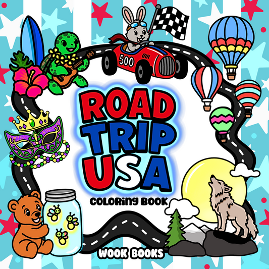 Road Trip USA Coloring Book & Reusable Protective Sheet by Wook Books