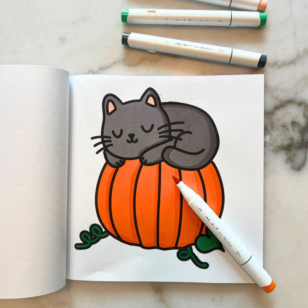 Spooky Cute Halloween Coloring Book & Reusable Protective Sheet