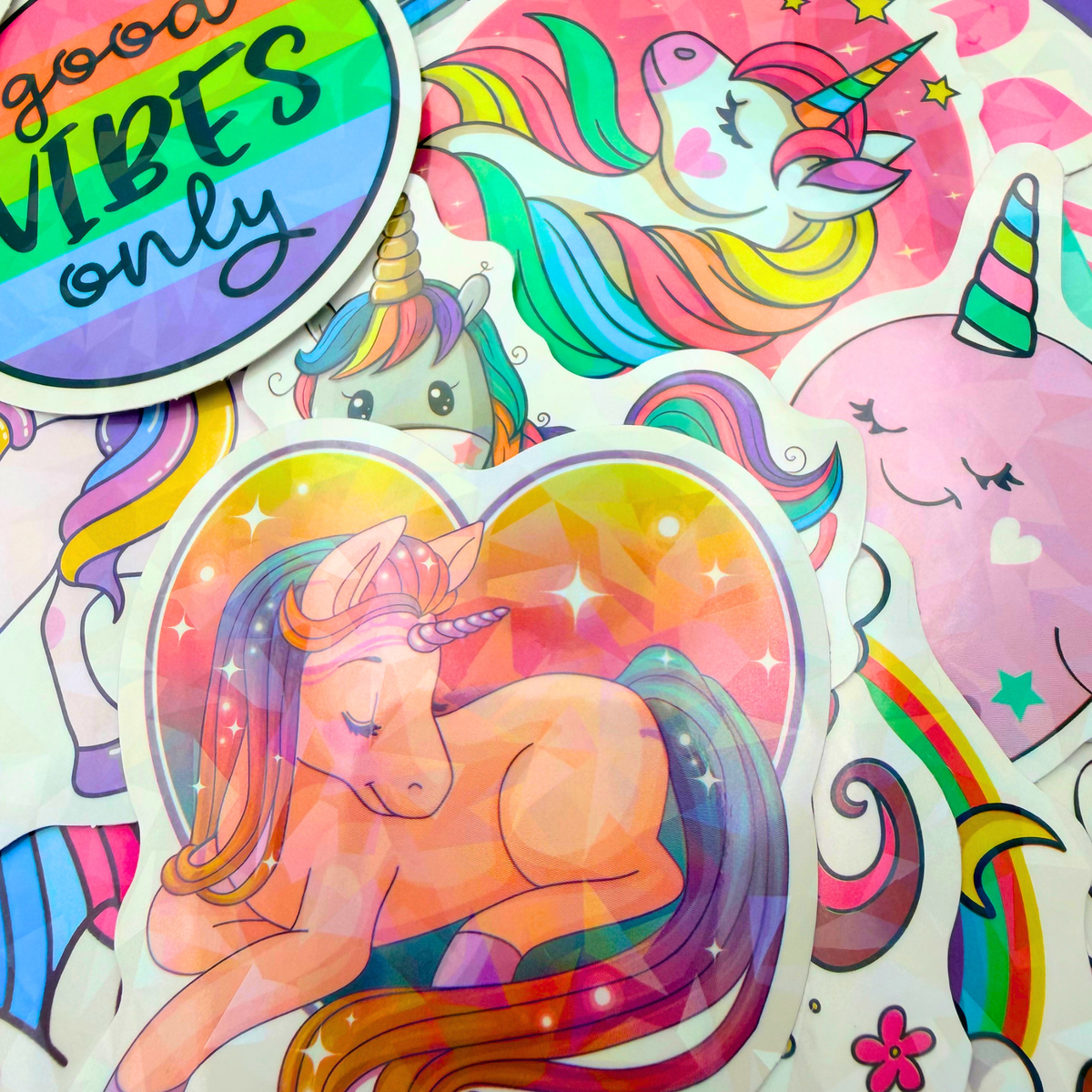🦄✨ Magical Holographic Unicorn Stickers – 100 Pack!