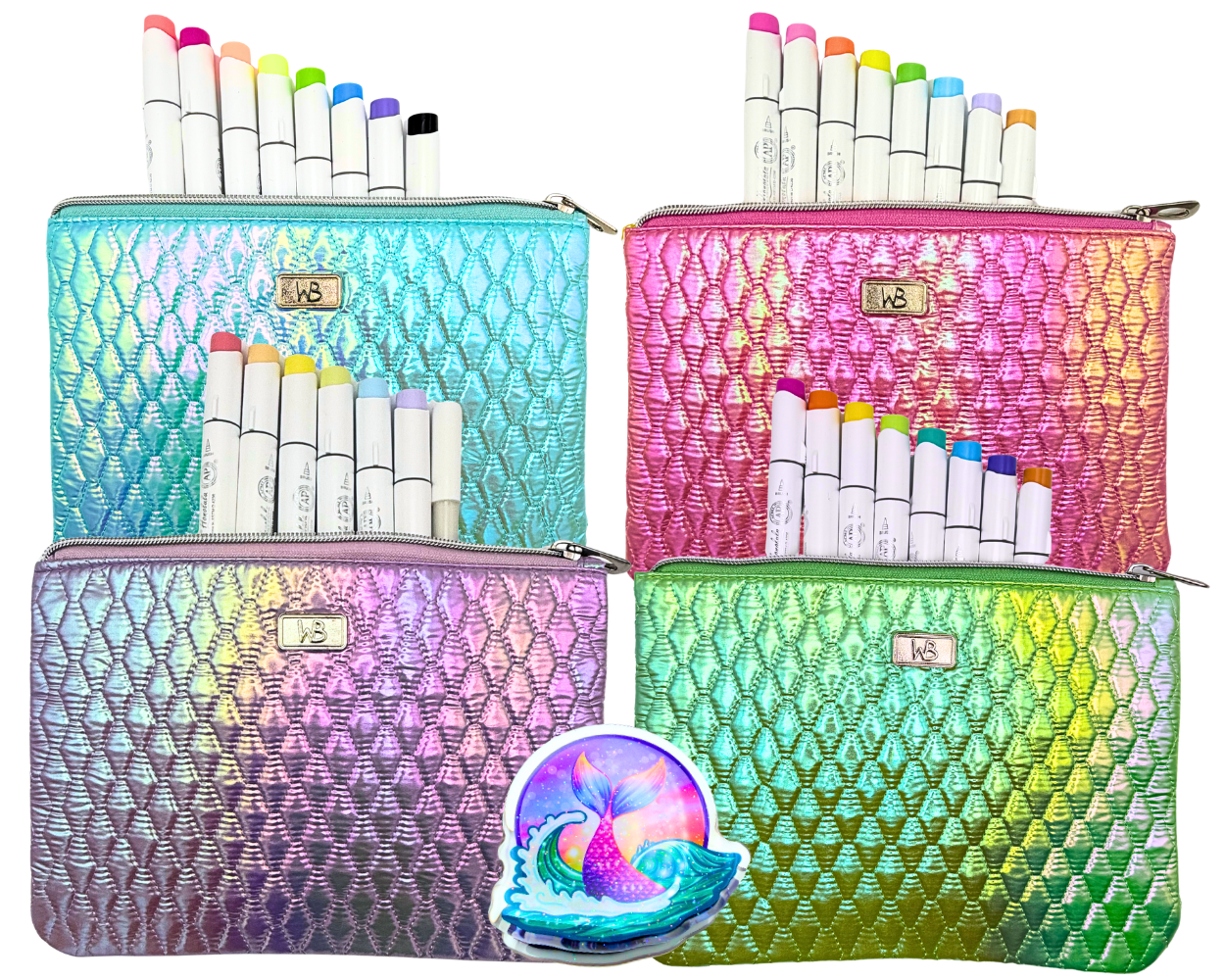 Wook Books Mermaid Marker Bag + 8 Pack Ohuhu Alcohol Markers | Curated Color Palette Set