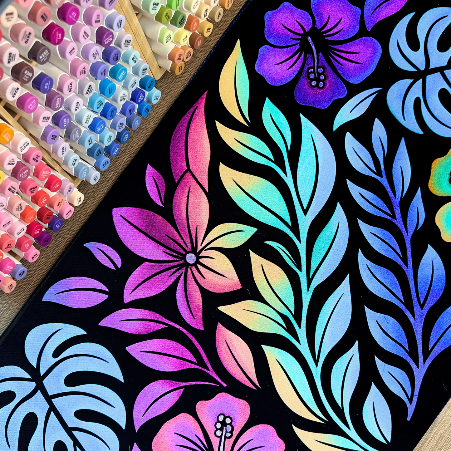 Color & Create Book & Desk Mat Bundle with 12 Alcohol Markers and Marker Bag by Wook Books