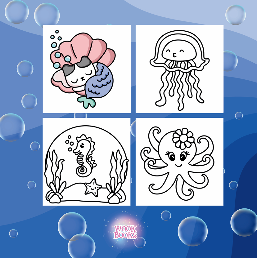 Wonders of the Ocean Coloring Book & Reusable Protective Sheet