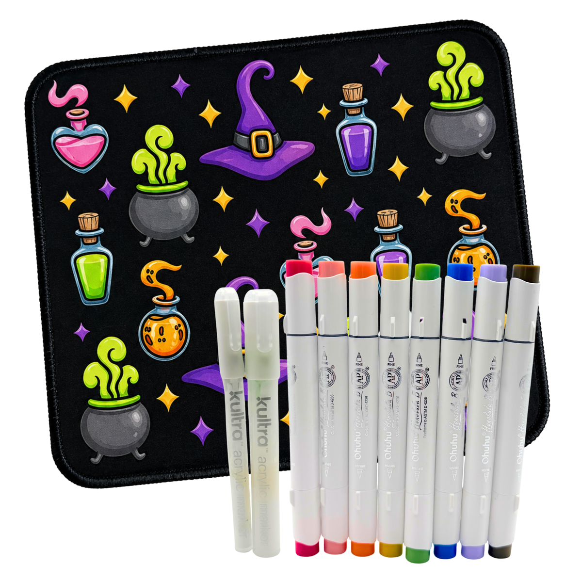 BUNDLE Mini Desk Mat Coloring Bundle with Alcohol Markers by Wook Books