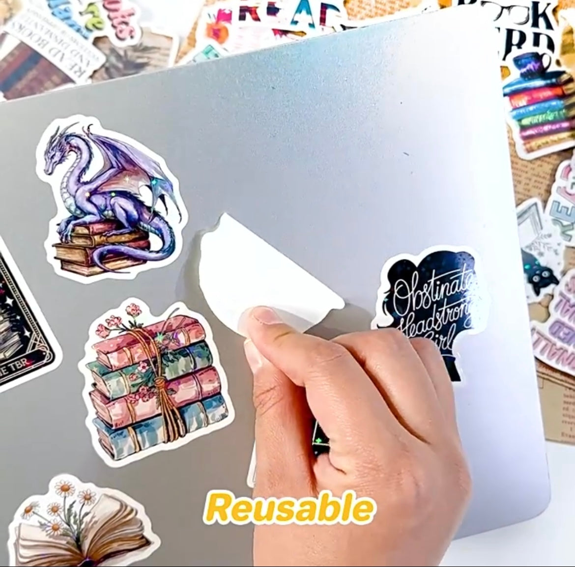 100PCS Holographic Vinyl Book Lover Stickers