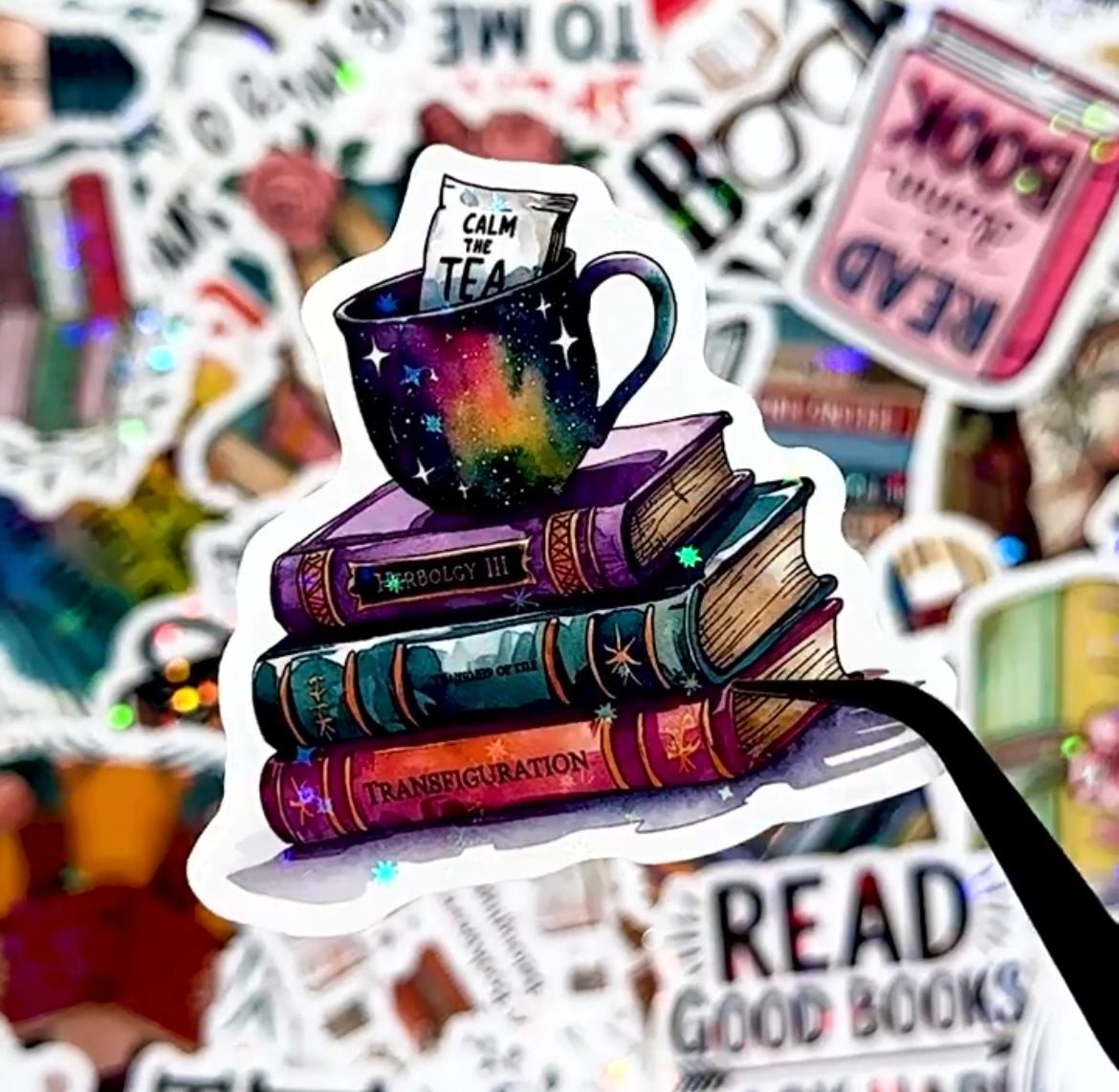 100PCS Holographic Vinyl Book Lover Stickers