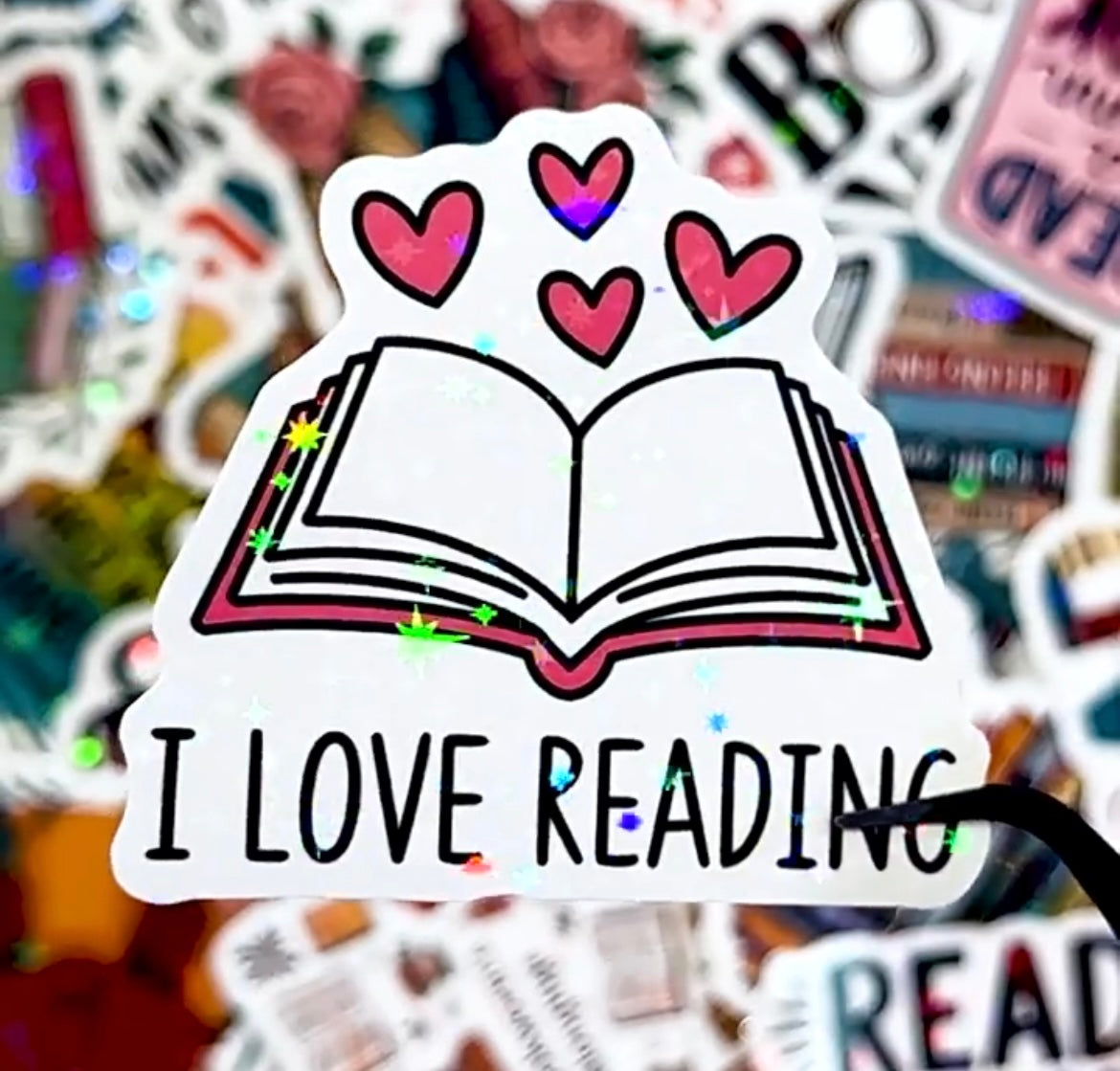 100PCS Holographic Vinyl Book Lover Stickers