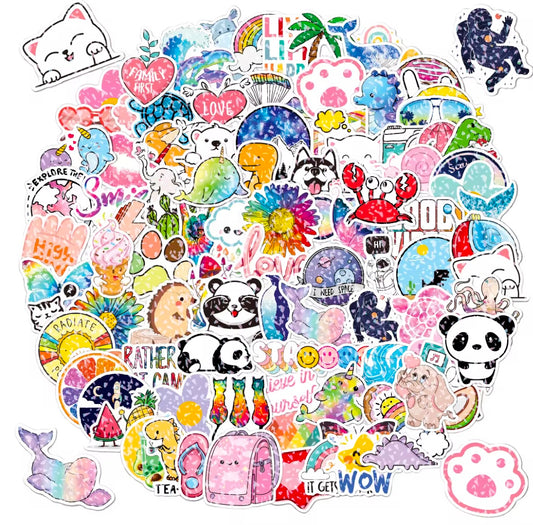 100PCS Holographic Vinyl Cute Stickers